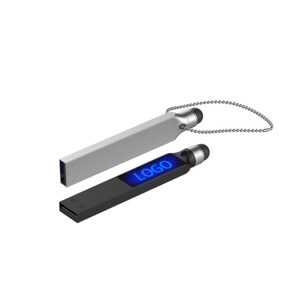 U01 Metal USB Drive Light Up Logo Stylus Pen