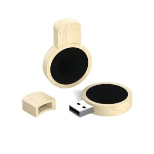 U06 Bamboo USB Drive Light Up Logo