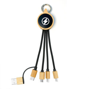 CA046 3 in 1 Charging Cables Bamboo Light Up Logo
