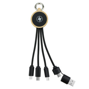 CA047 3 in 1 Charging Cables Bamboo Light Up Logo